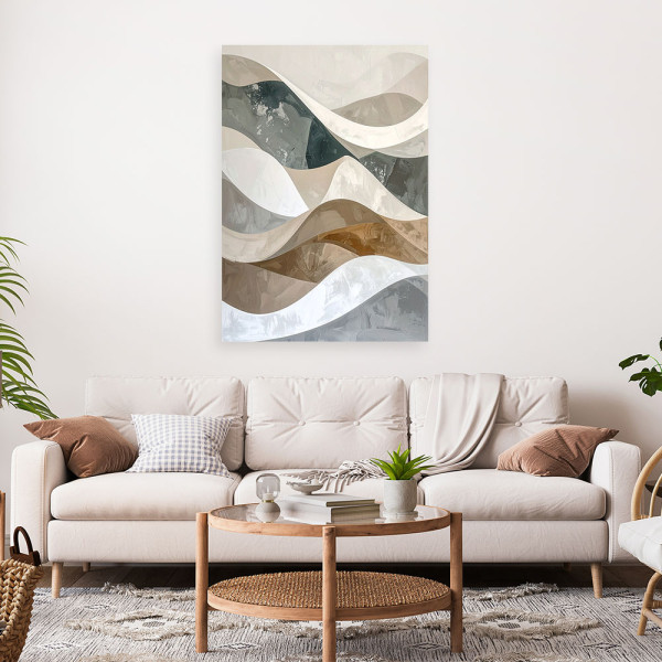 Obraz do salonu loftu biura, Abstrakcja geometryczna biały beżowy 20x30