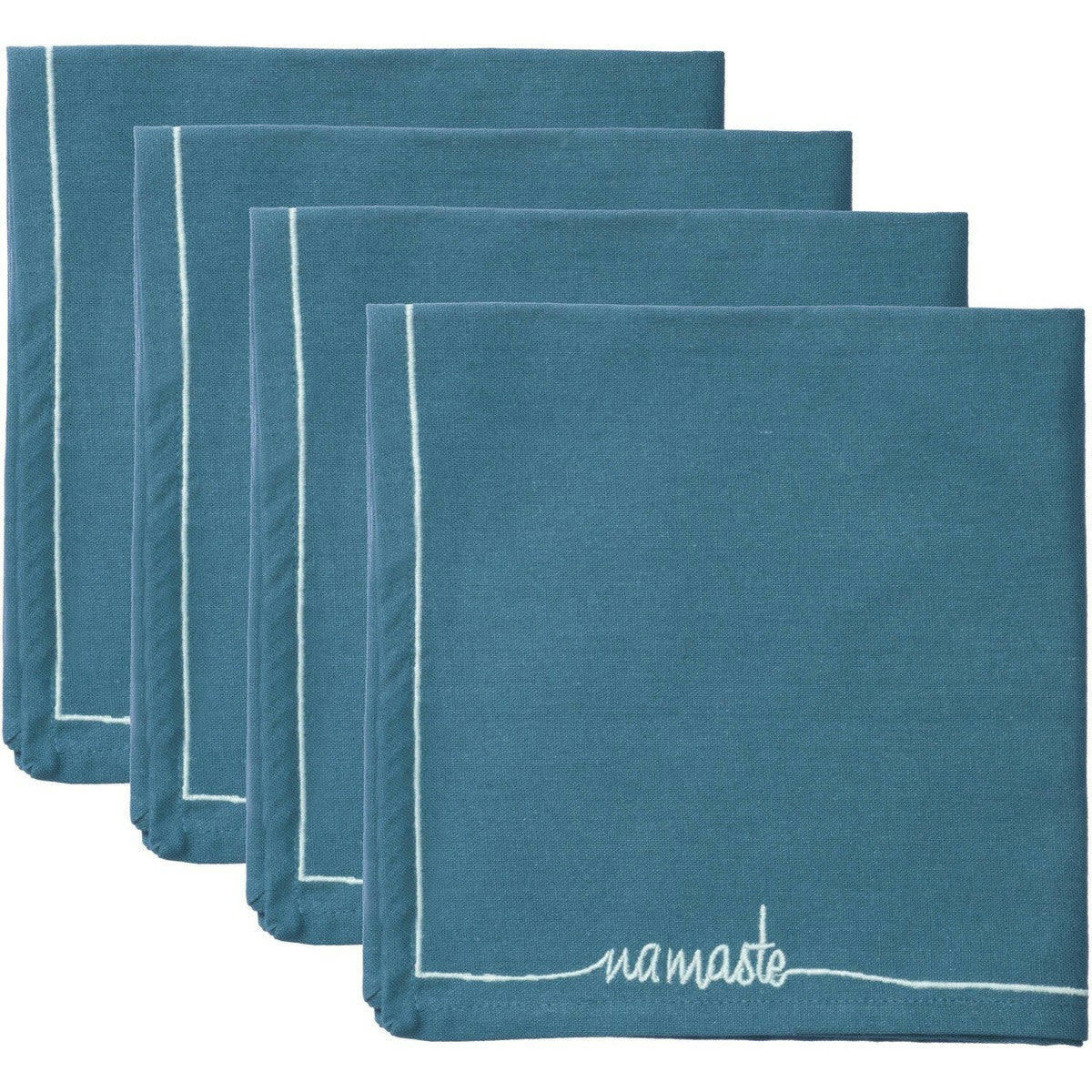NAMASTE - Serviettes de table (x4) coton  45x45 bleu paon