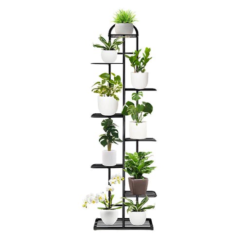 SOGA 8-Tier 9-Pot Black Metal Plant Stand Flowerpot Display Shelf Rack