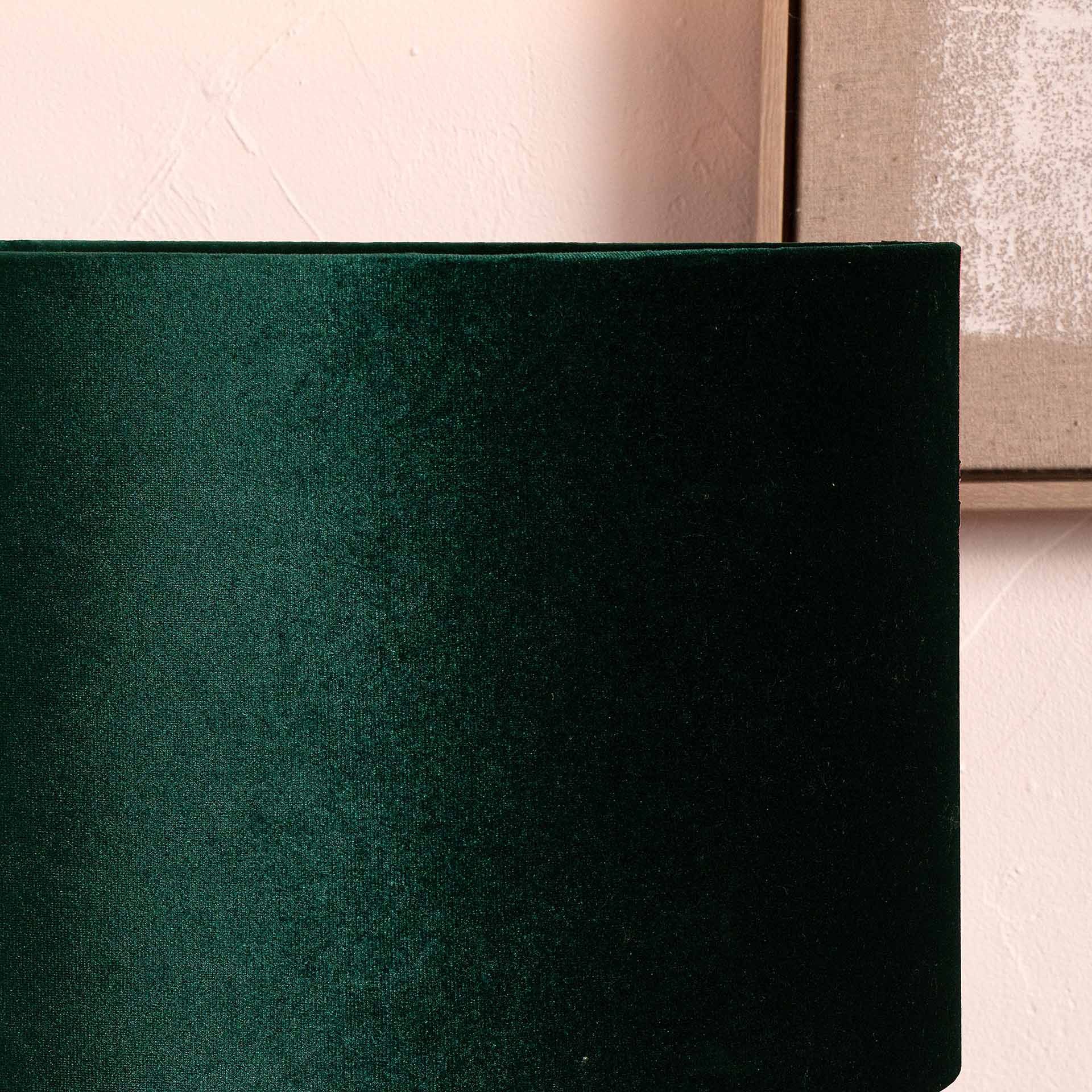 Ruma Forest Green Velvet Cylinder Shade for Table Lamps