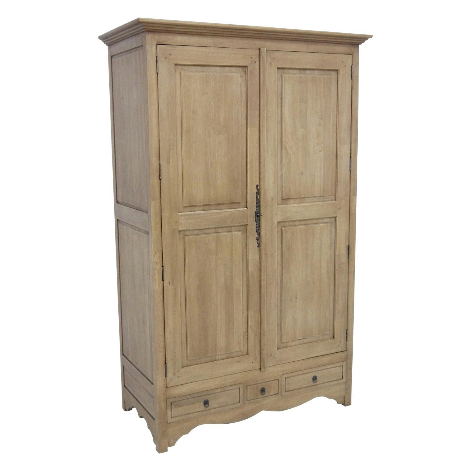 Armoire 2 portes avec penderie hévéa 120X60x195cm TRADITION
