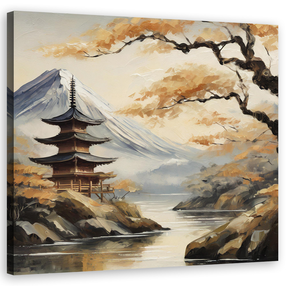 Feeby Obraz na płótnie, Japońska pagoda, krajobraz górski 30x30