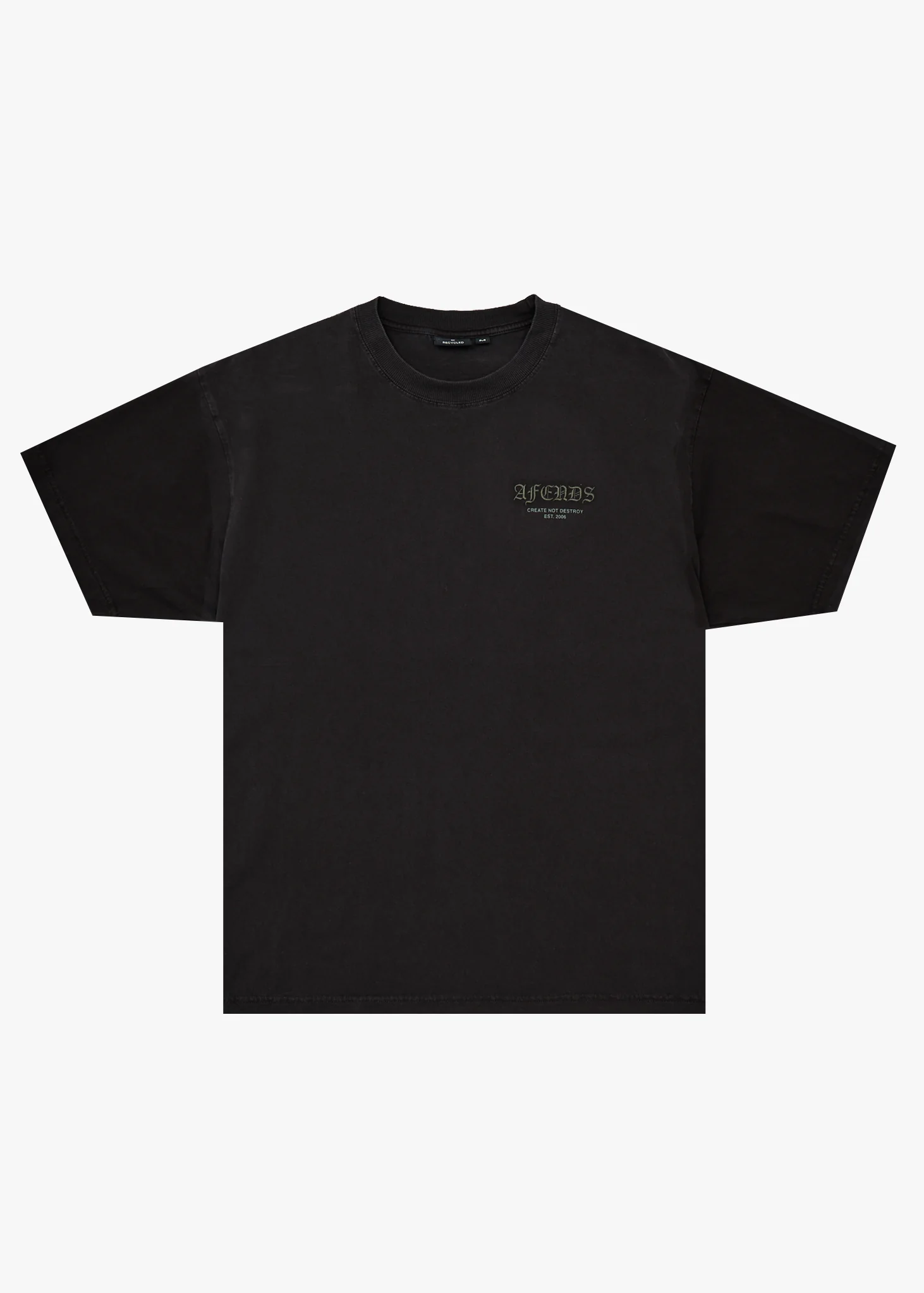 AFENDS Mens Hq - Boxy Tee - Stone Black