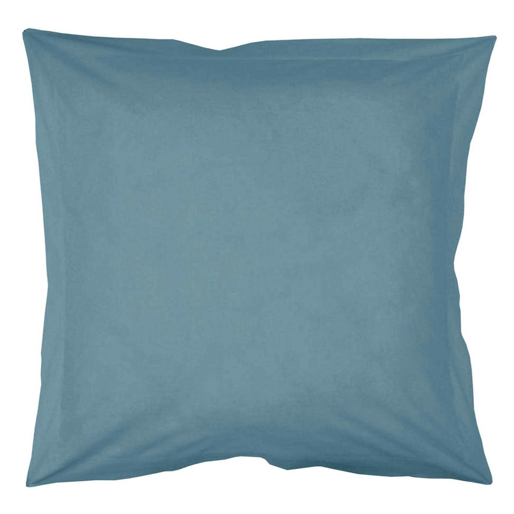 - Taie d'oreiller unie en coton bio bleu 65x65 cm