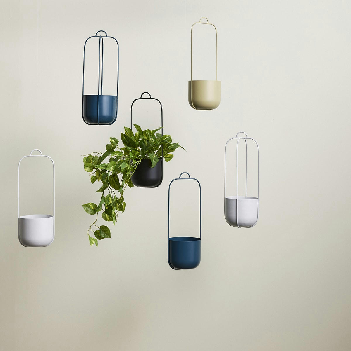 LOTUS - Pot suspendu en métal gris (x2)