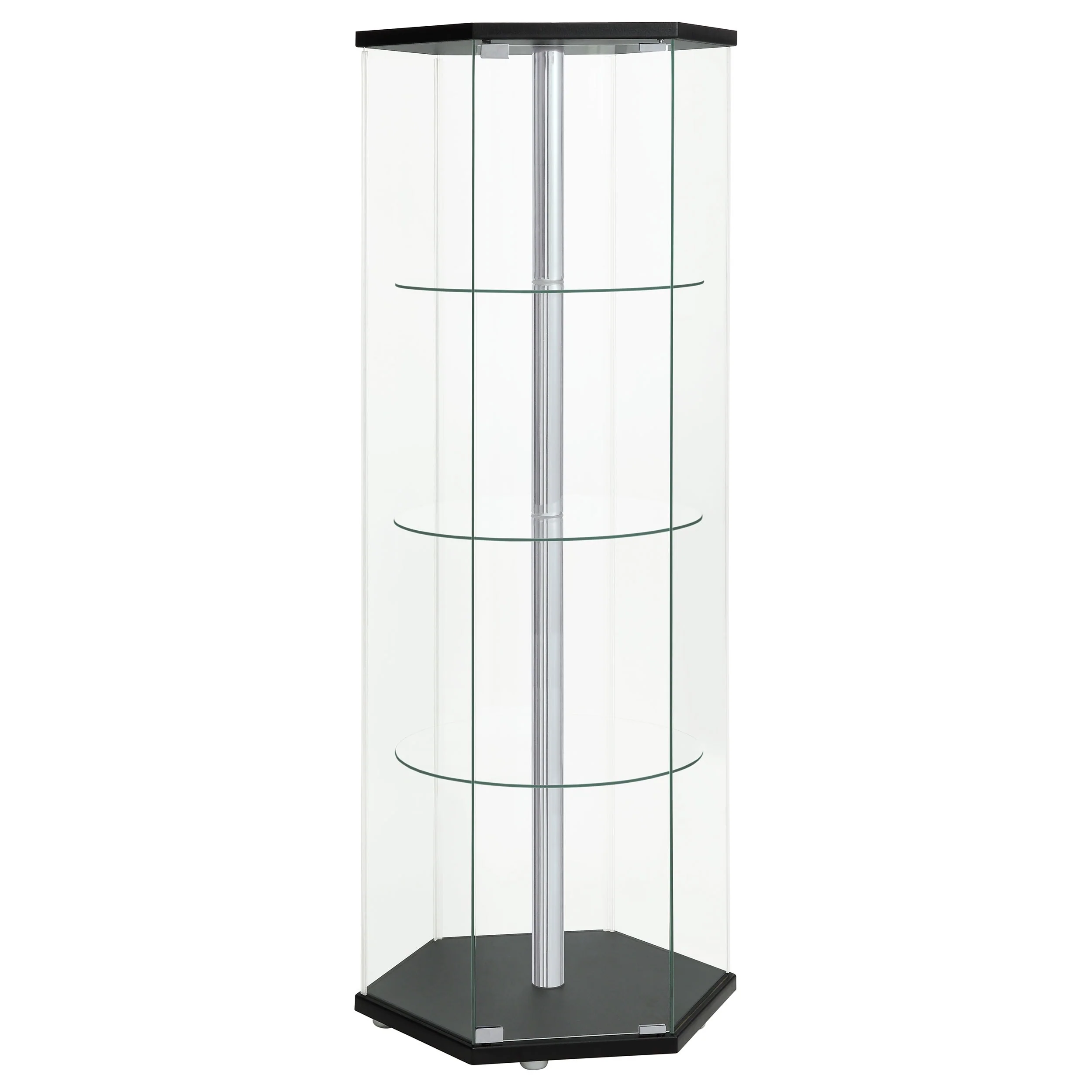 Zahavah 4-shelf Hexagonal Clear Glass Curio Cabinet