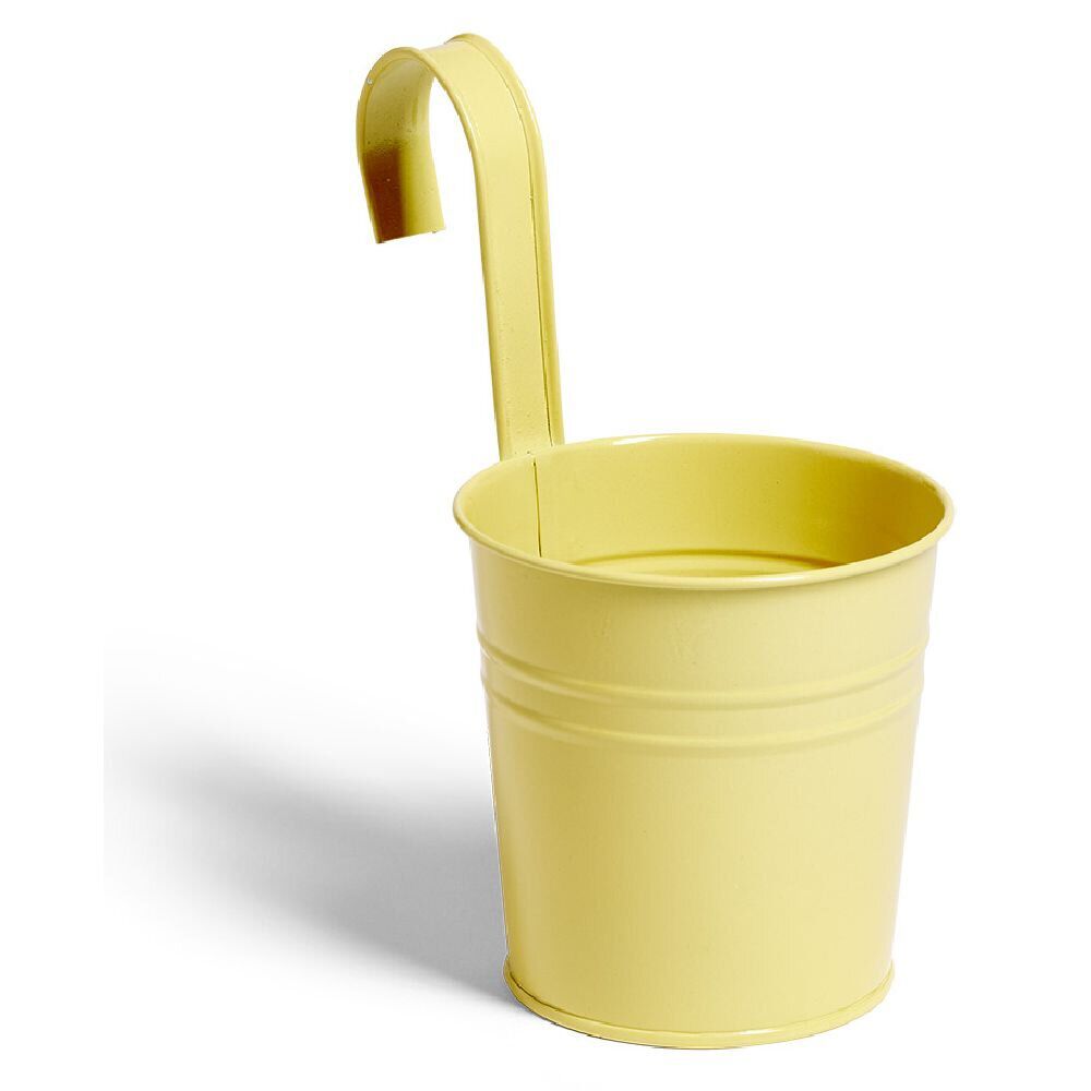 Cache pot à suspendre métal jaune Ø10cm