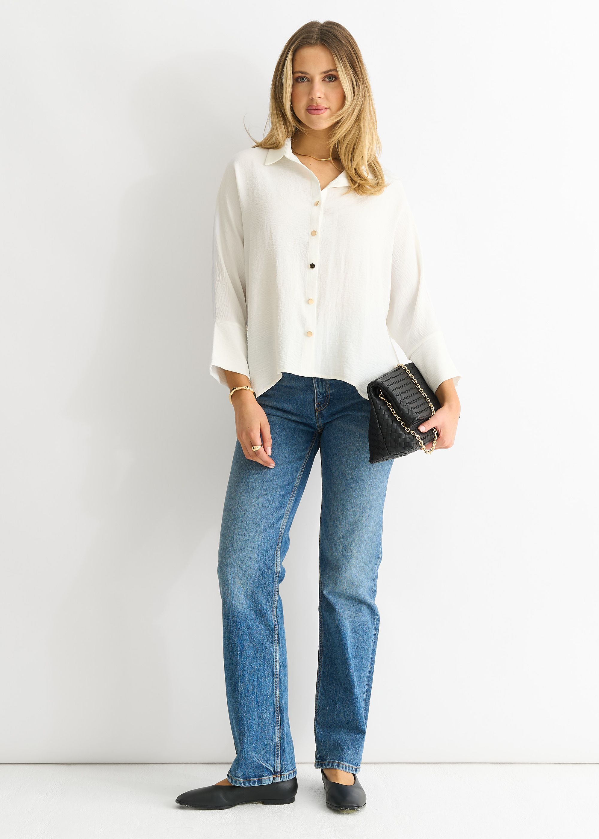 Gini London Ivory Kimono Oversized Blouse