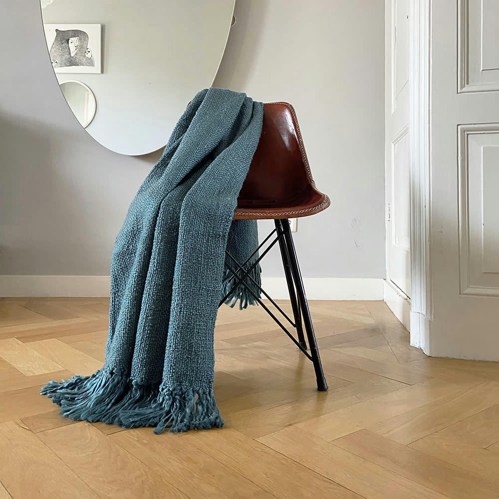 SOLID - Plaid bleu plomb foncé 125x150