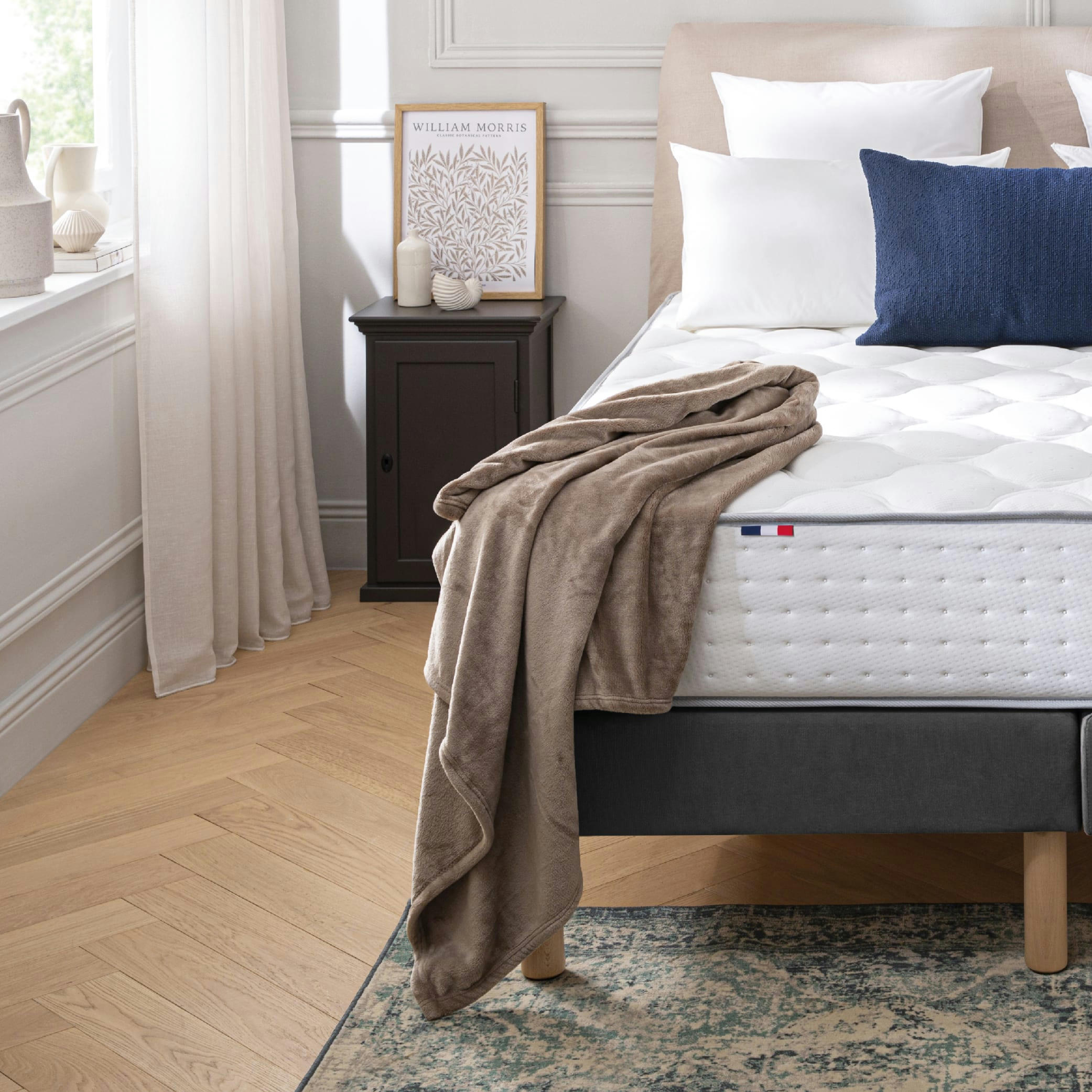 LUXE VELOURS - Sommier velours gris 70x190 cm