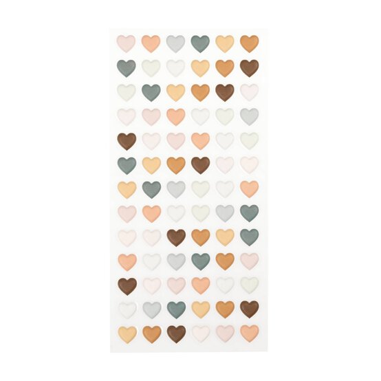 Natural Heart Puffy Stickers 78 Pack