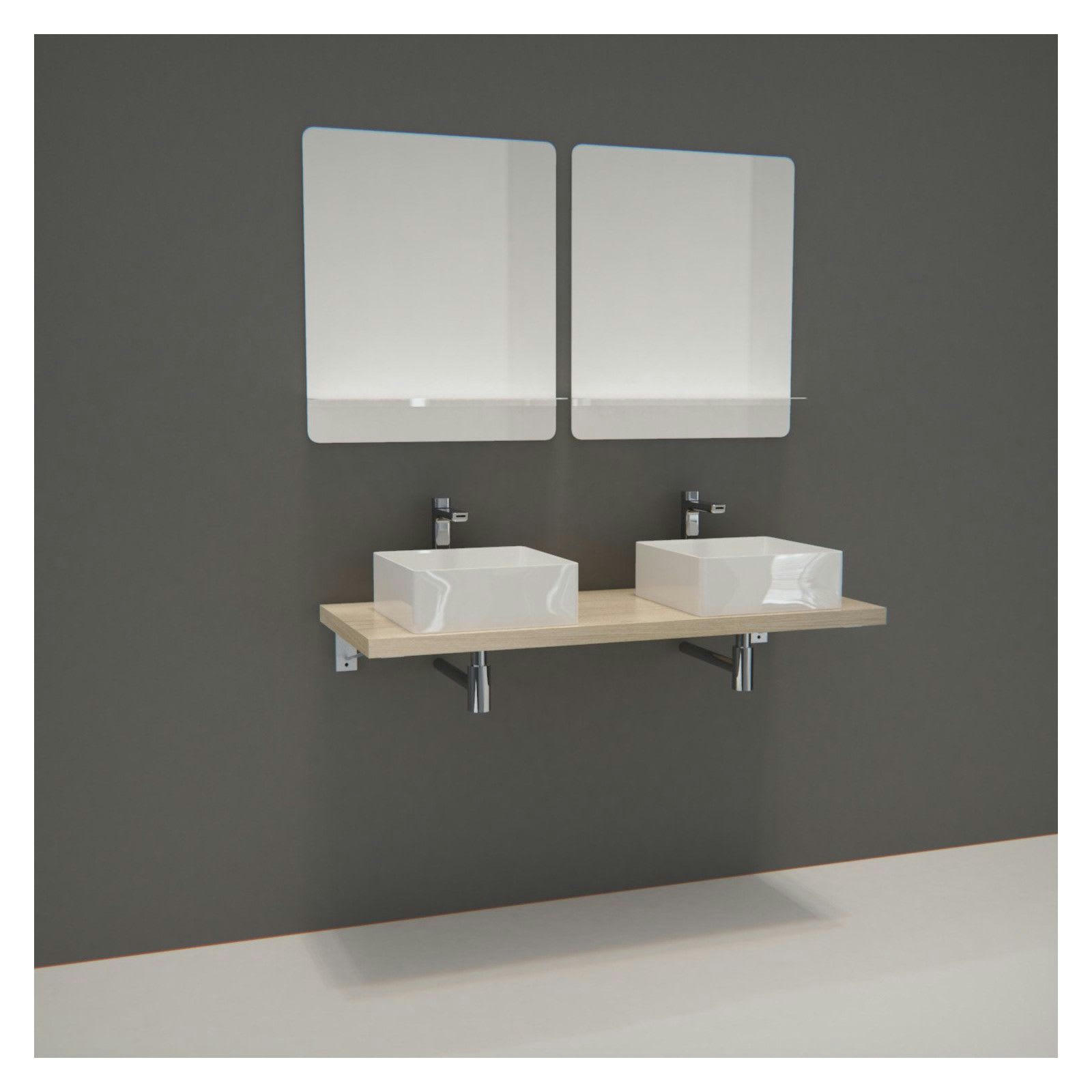 WILL - Meuble de salle de bain avec vasques et miroirs Décor chêne