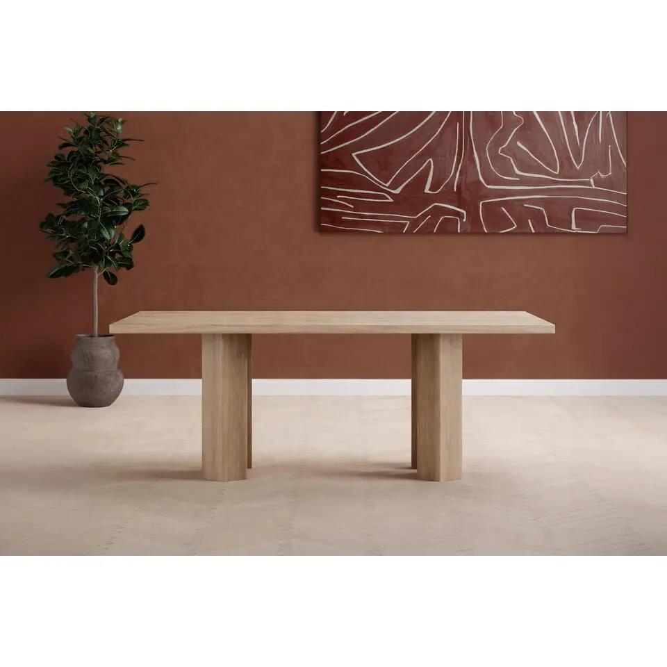 Eettafel Rechthoekig Naturel Hout - 200x90x75cm - Lillehammer