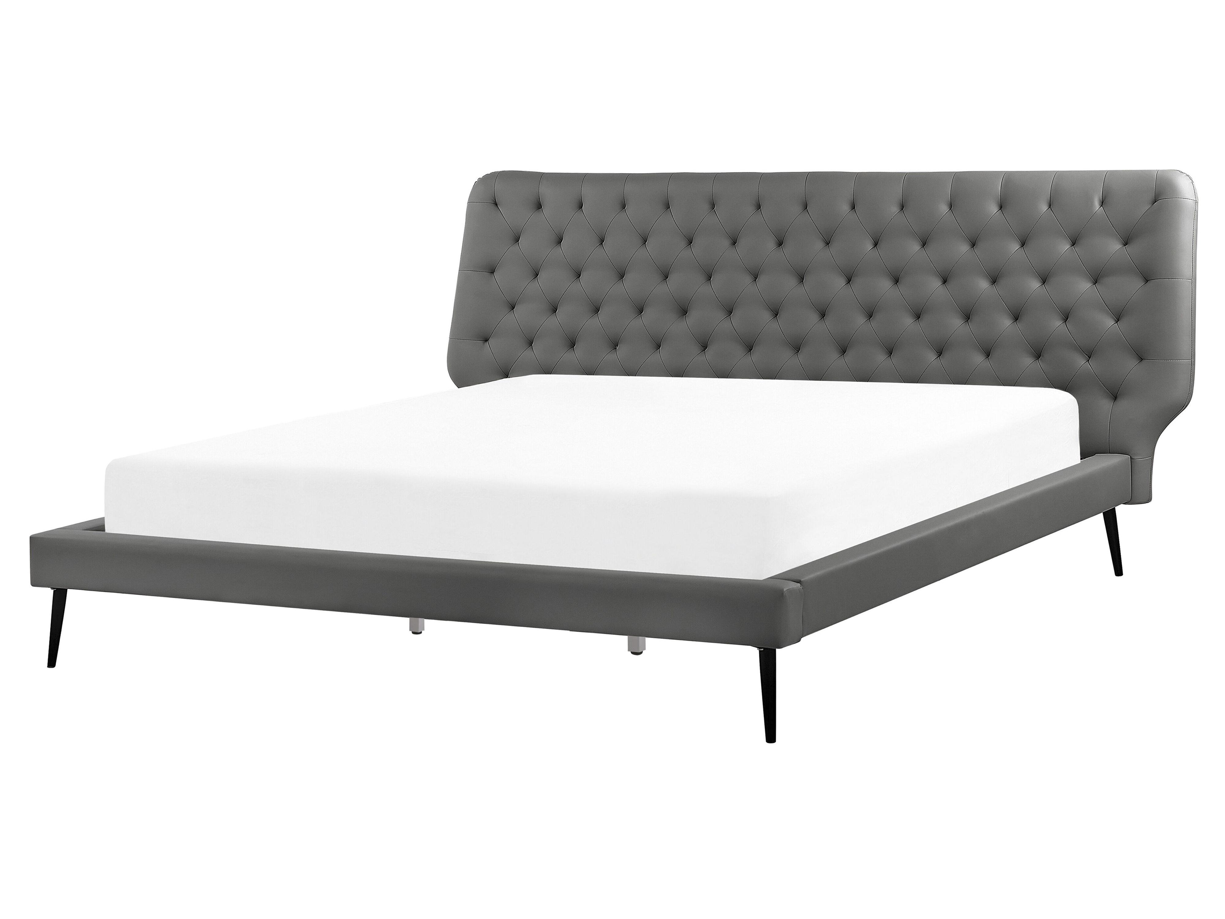 Bed Faux Leather ESSONNE 160 x 200 cm (EU King Size) Grey