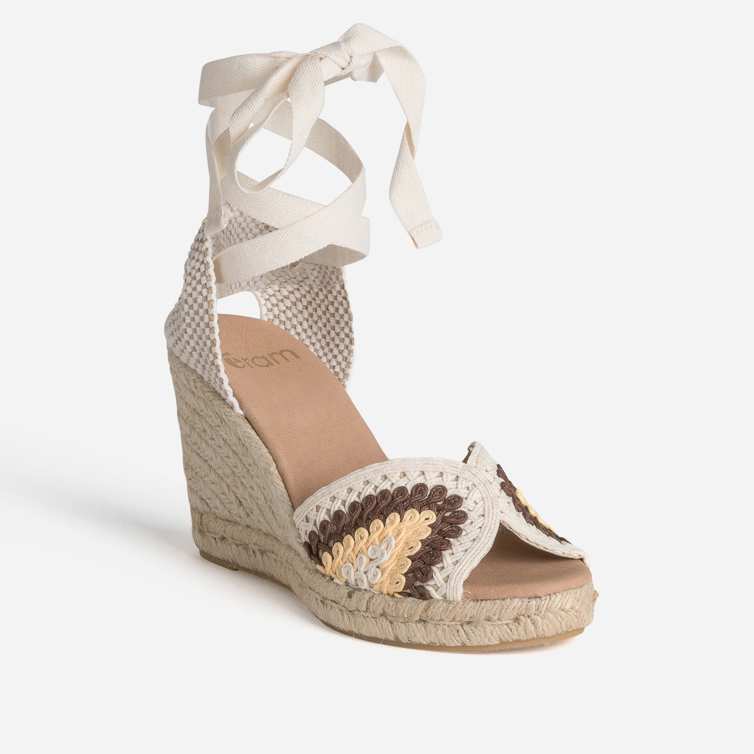 Sandale espadrille écrue effet macramé