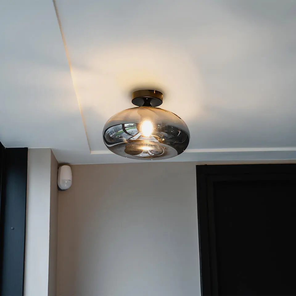 Qazqa plafondlamp busa zwart e27