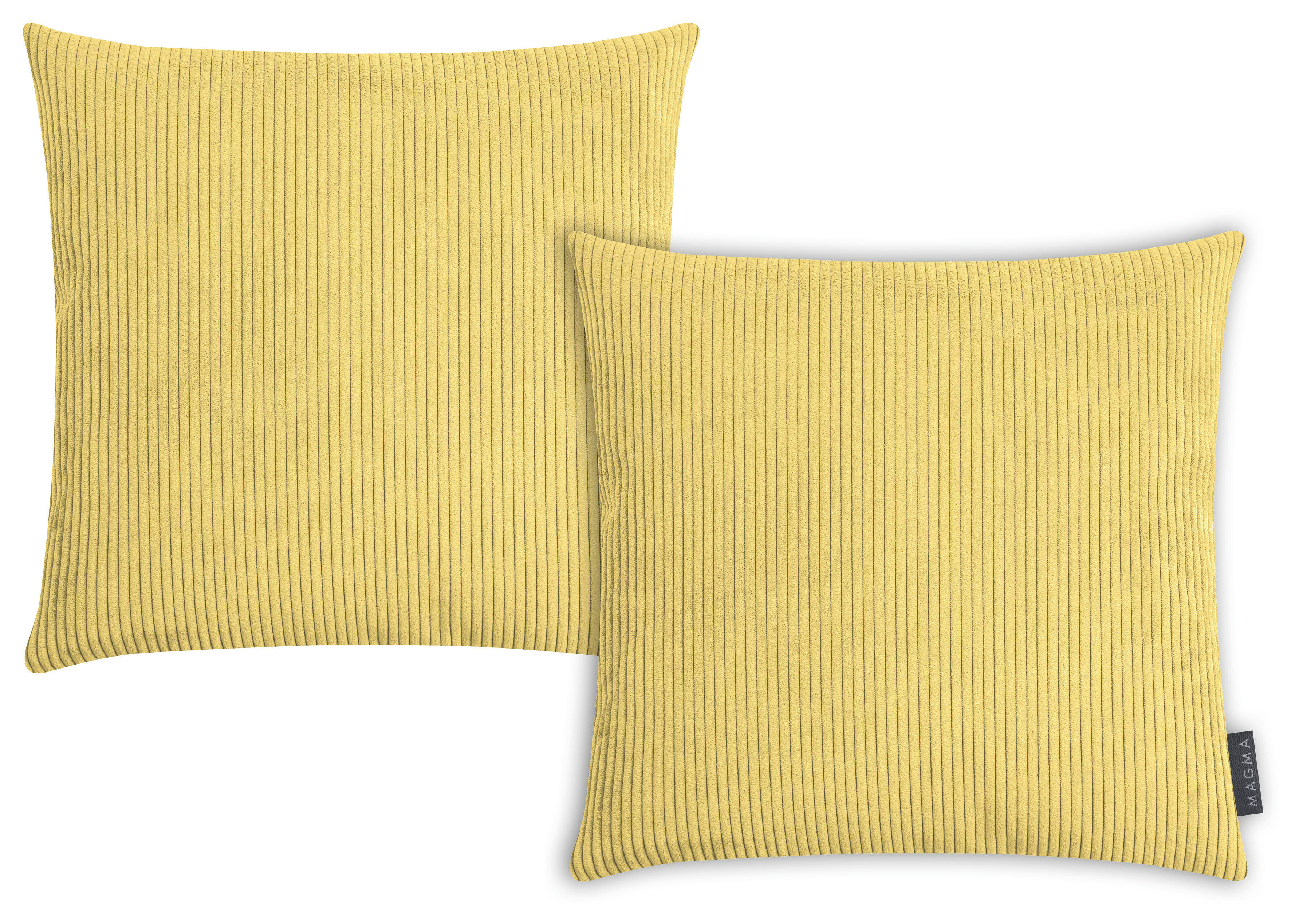 INGA - Housses de coussin velours cotelé jaune - Lot de 2 - 40x40