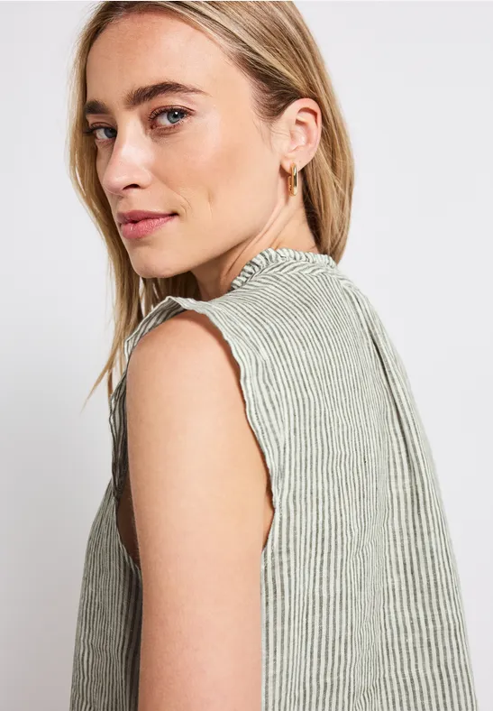 Ärmellose Leinenbluse