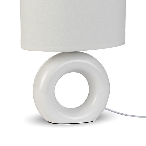 Mathias - Lampe à poser DONUT en céramique Blanc, compatible culot E14, 40W - LAPDONUTB
