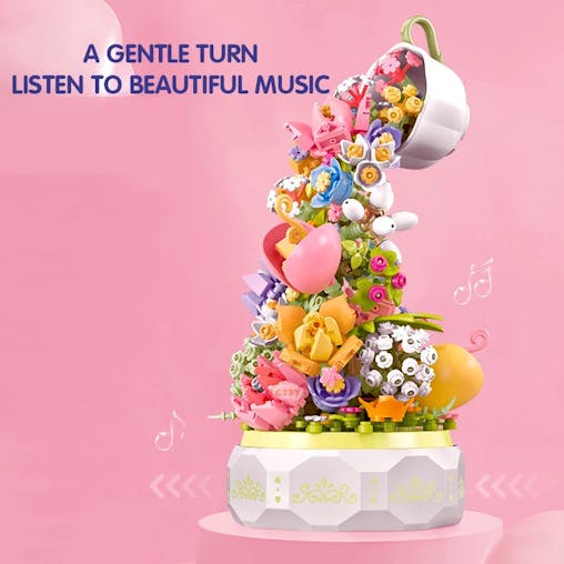 NNEOBA Teacup Flower Lighting Music Box