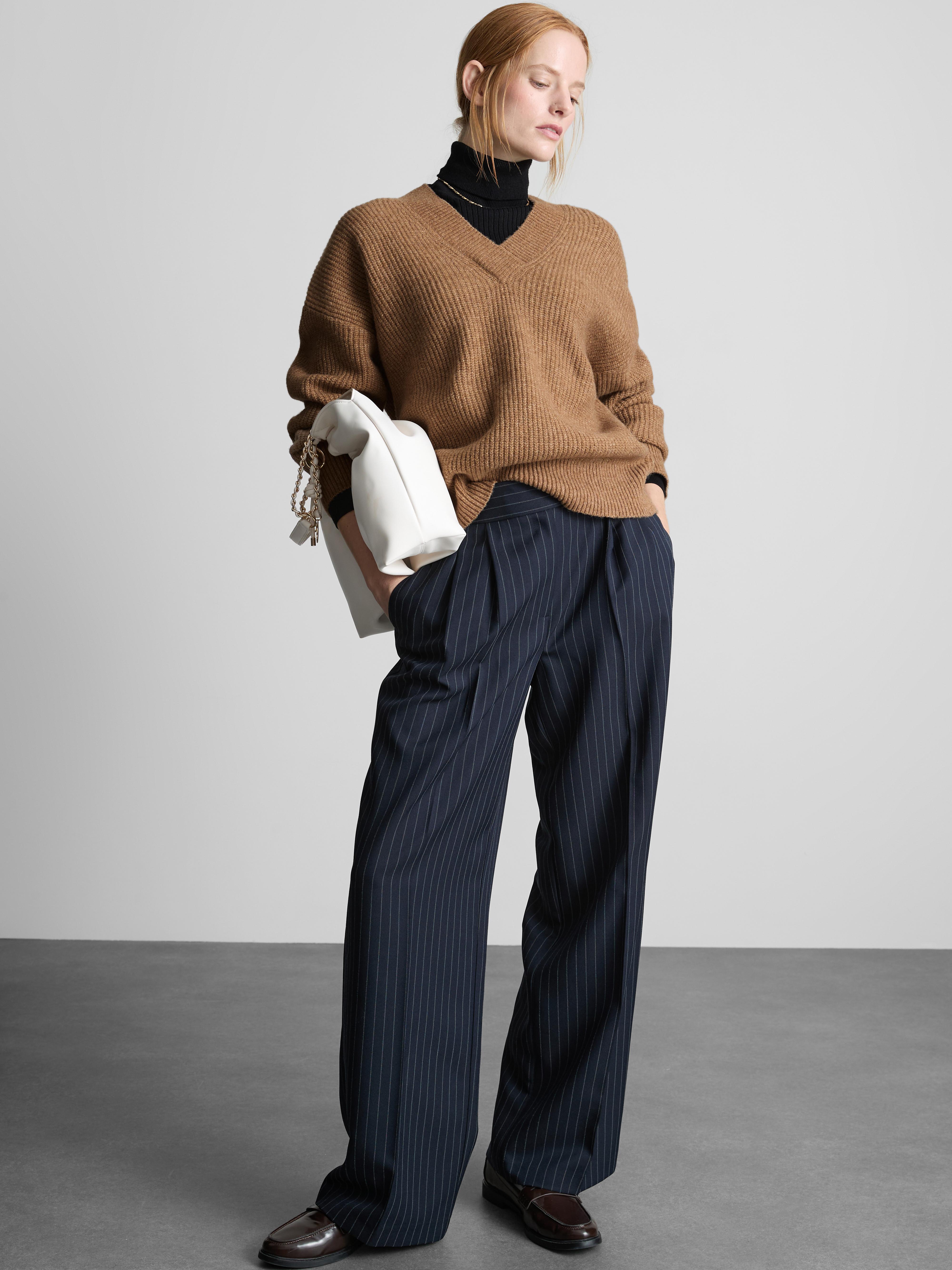 Ribbed V-Neck Sweater