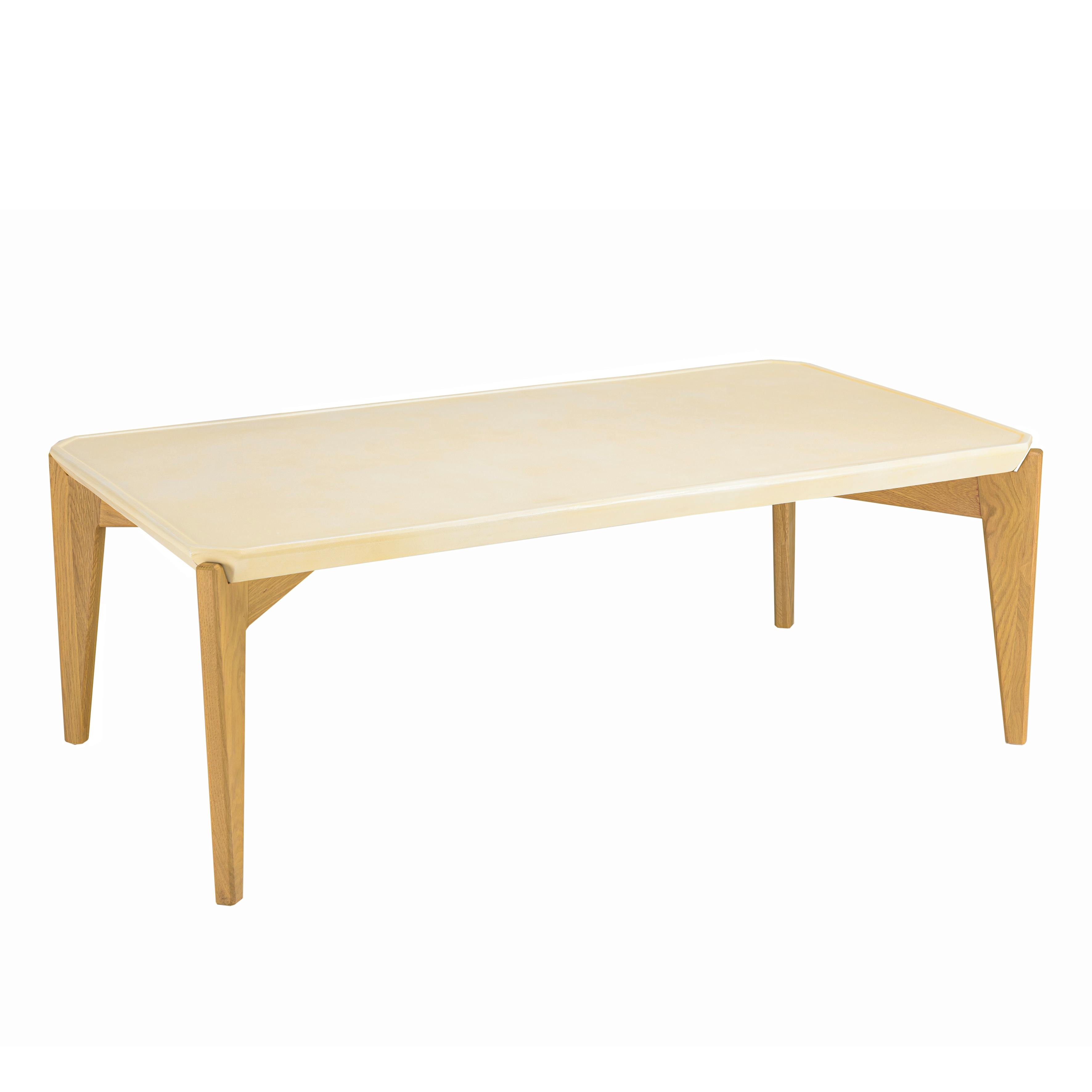 Table basse en béton beige 130 x 70 cm angles biseautés BRASILIA
