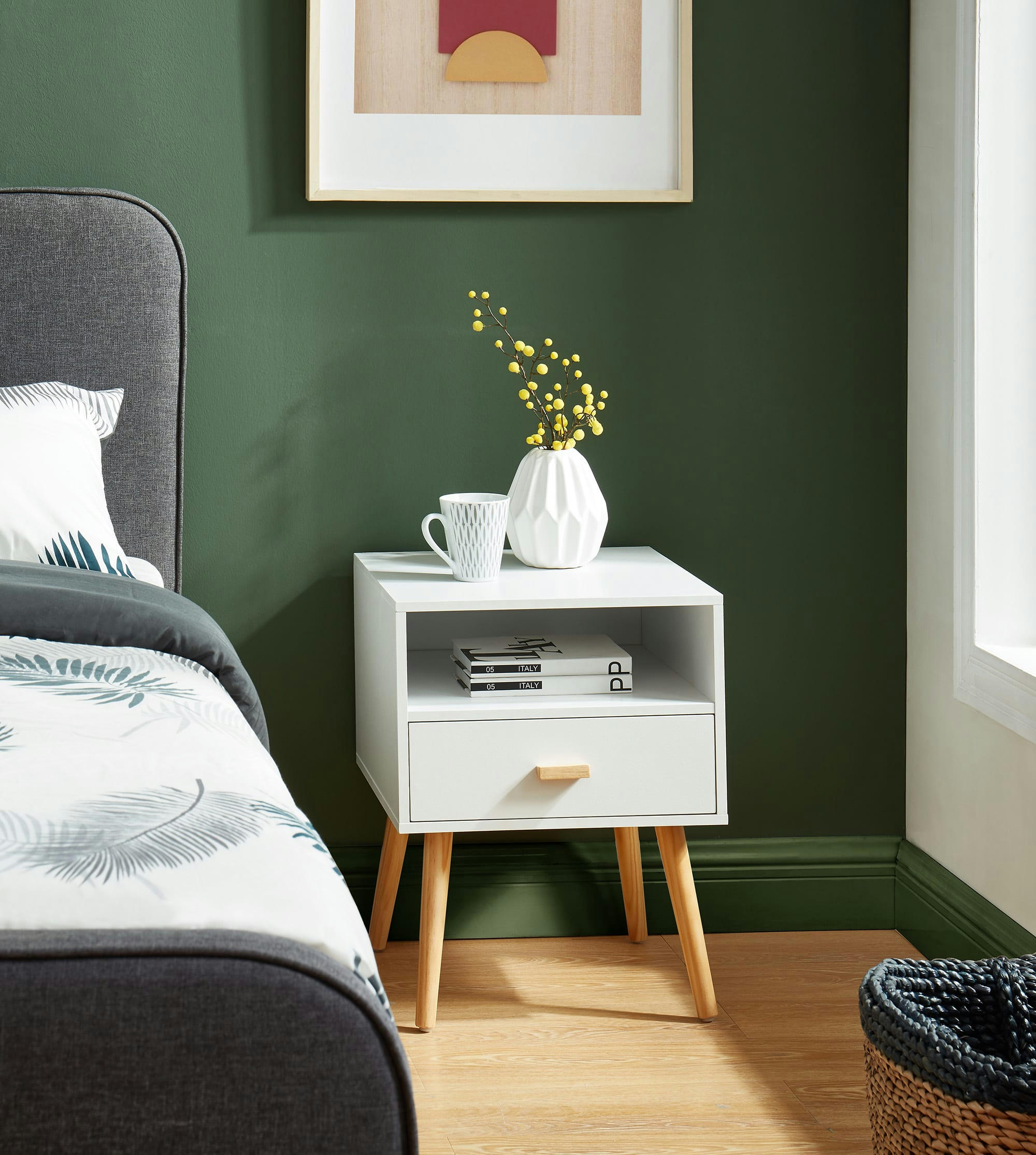 ULOS - Table de chevet   blanc  1 tiroir 40cm