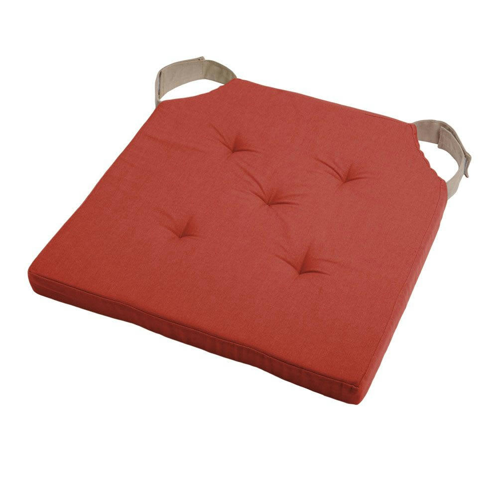 SCRATCHS - Coussin de chaise attaches scratchs terracotta 38x38