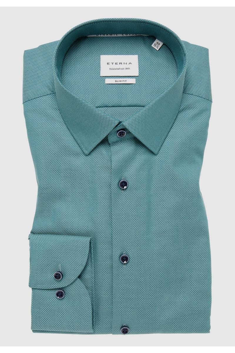 ETERNA Dynamic Cotton Slim Fit Hemd dunkelgrün, Strukturiert