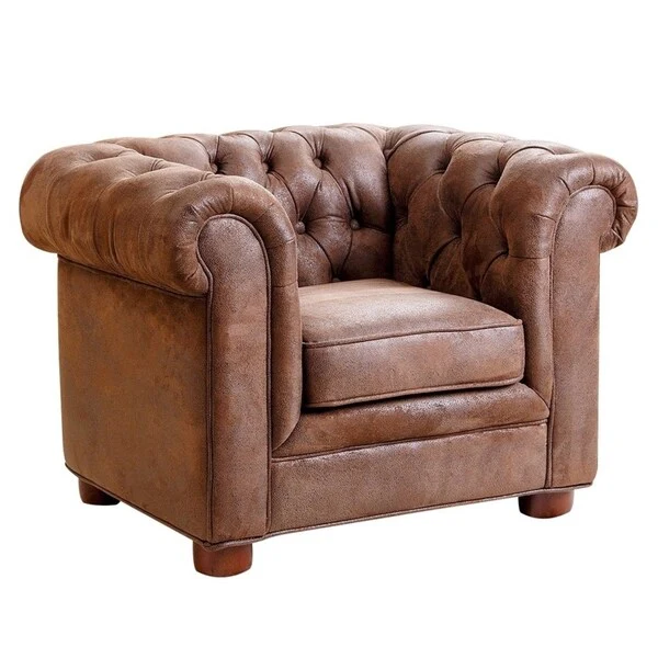 Abbyson Kids Antique Brown Velvet Chesterfield RJ Mini Chair