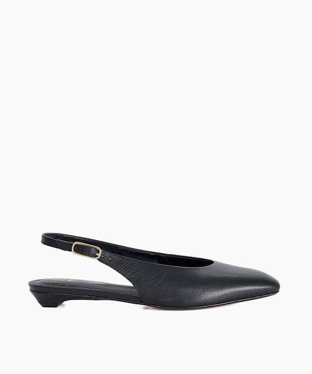 Henrie Black - Leather Sling-Back Court Shoes