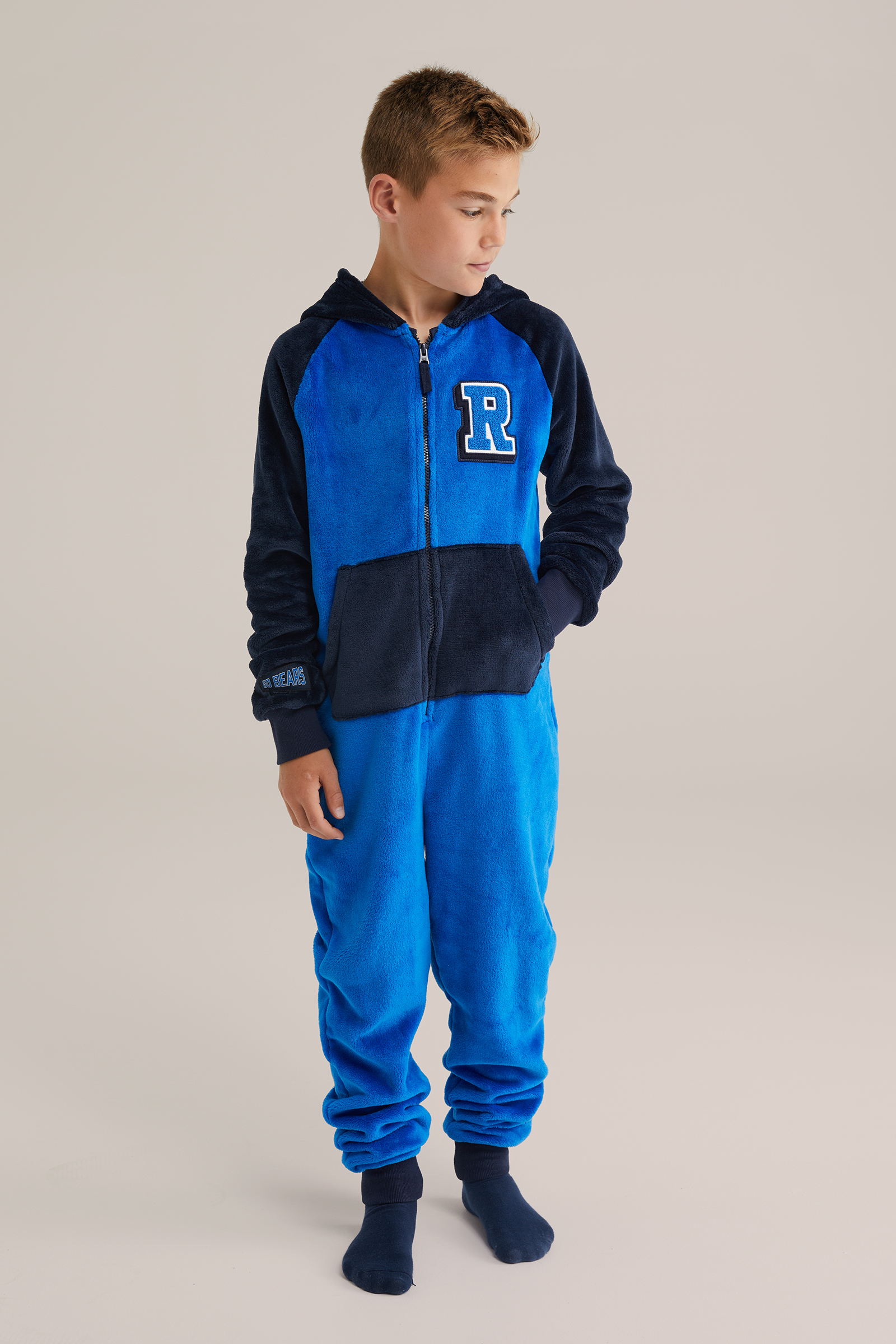 Jongens fleece onesie met patch