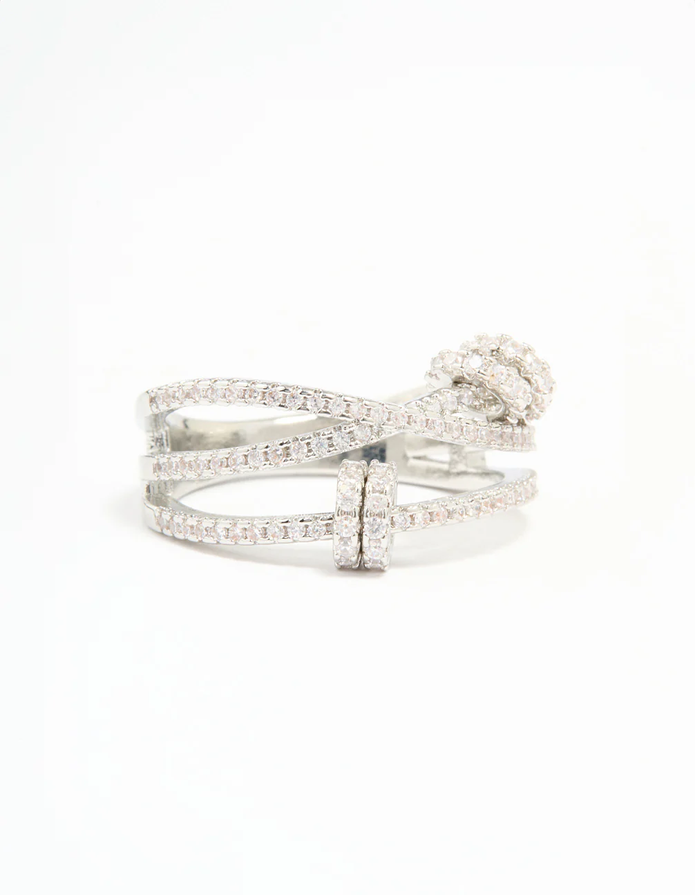 Silver Cubic Zirconia Rondell Stacked Ring