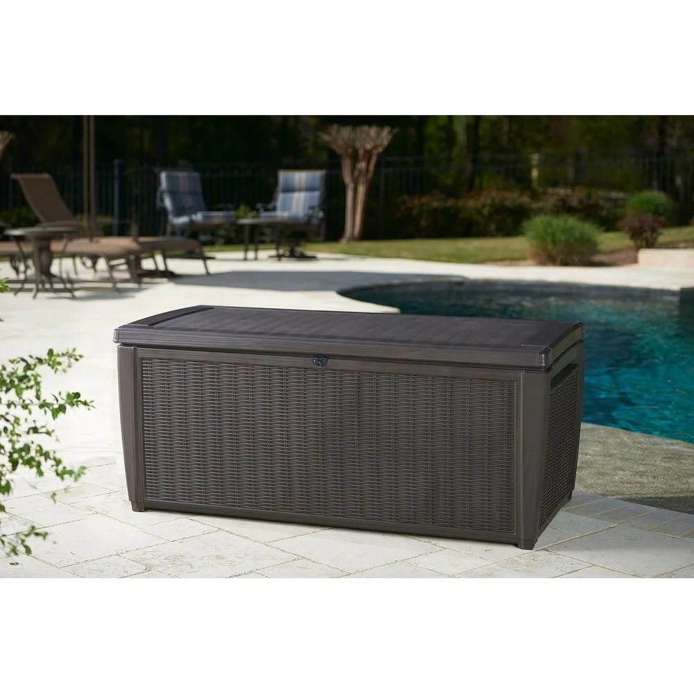 Keter Sumatra 135 Gallon Large Durable Resin Outdoor Storage Deck Box For Furniture and Supplies