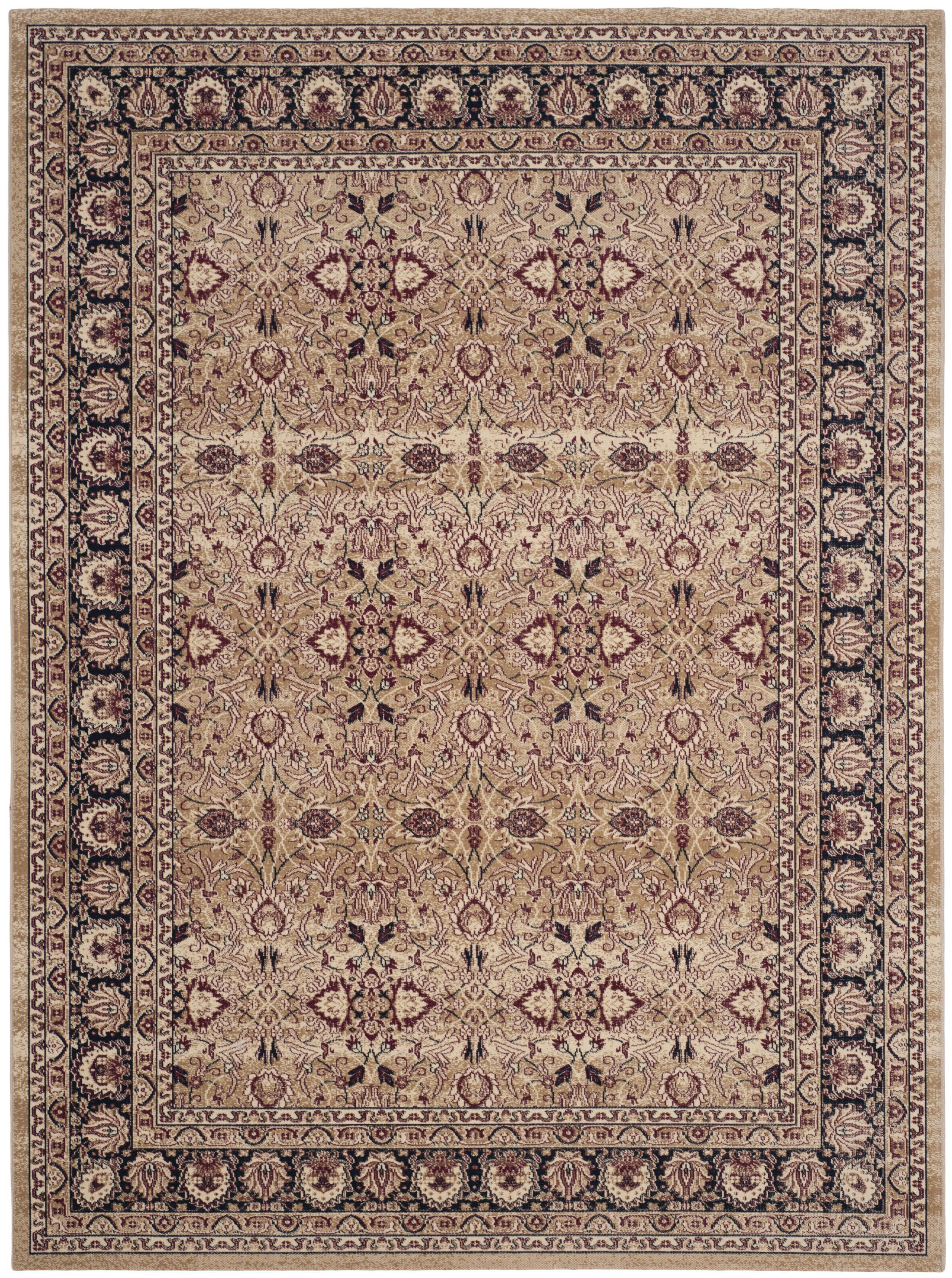 LAVAR KERMAN - Tapis de salon interieur en crème & bleu marine, 244 x 305 cm