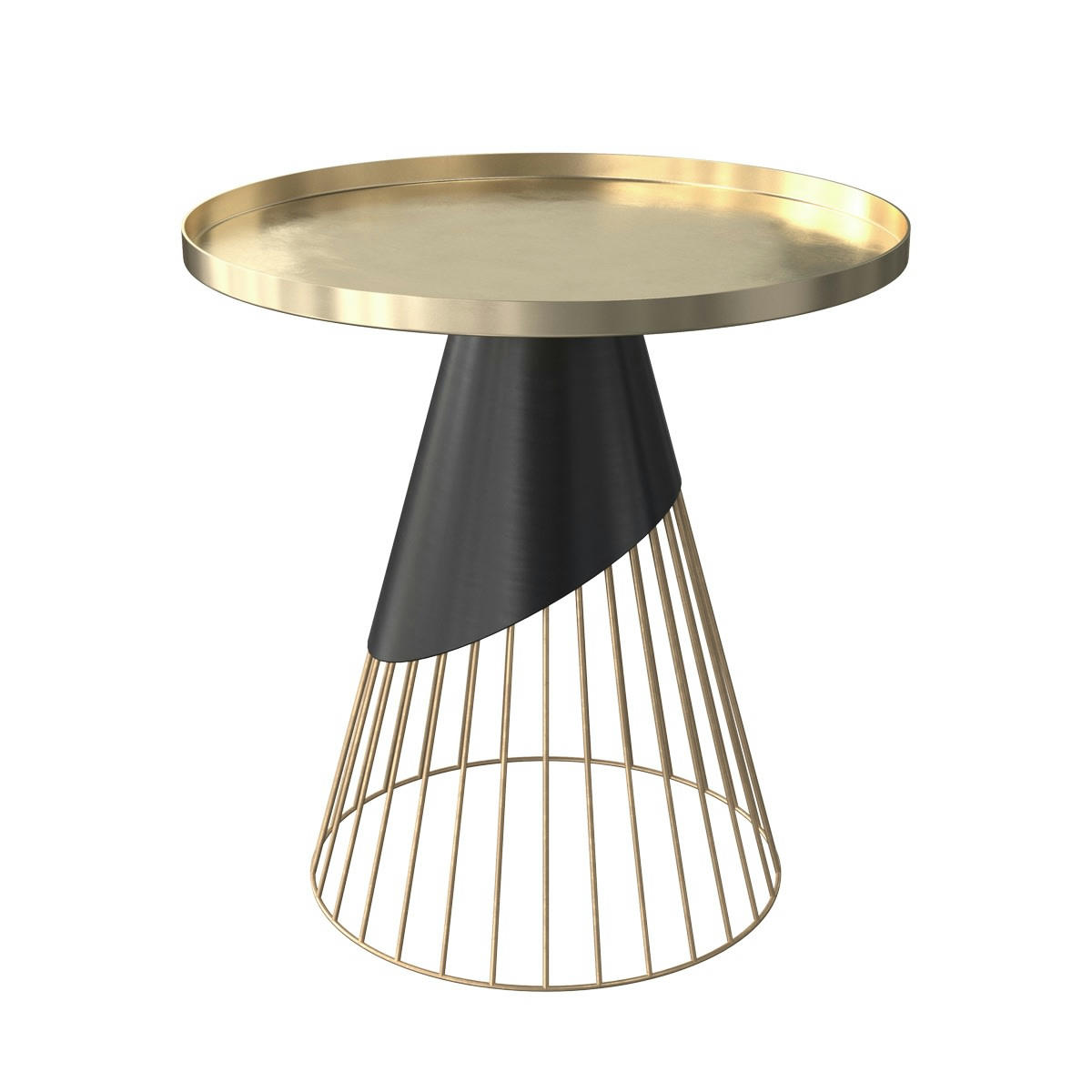 CORRY - Table d'appoint ronde en métal noir et laiton D45 cm