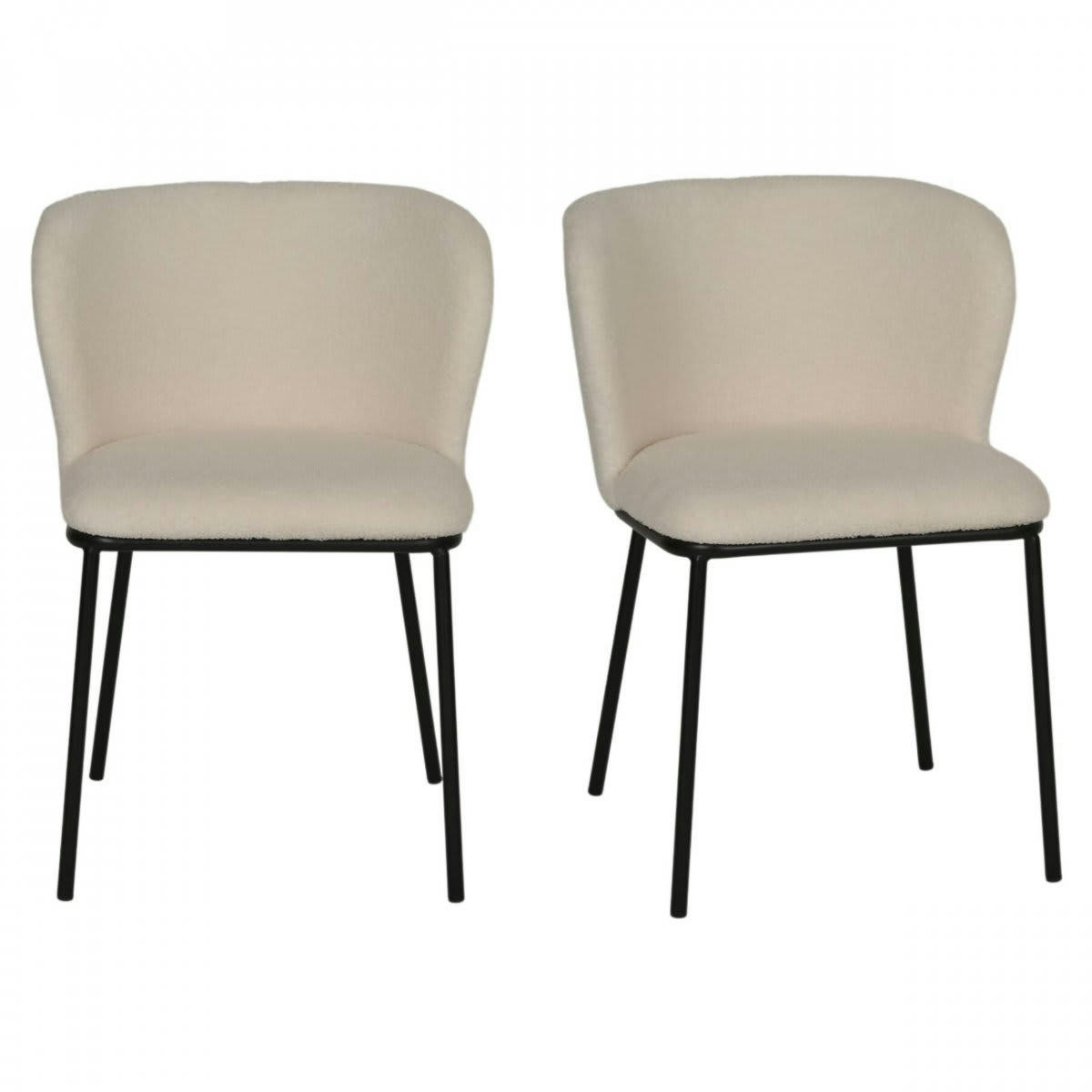 HALEY - Chaise de salle à manger en tissu bouclé et métal