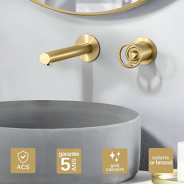 Mitigeur de Lavabo Encastré Anti-Calcaire Or Brossé IMEX OLIMPO GLC033/OC