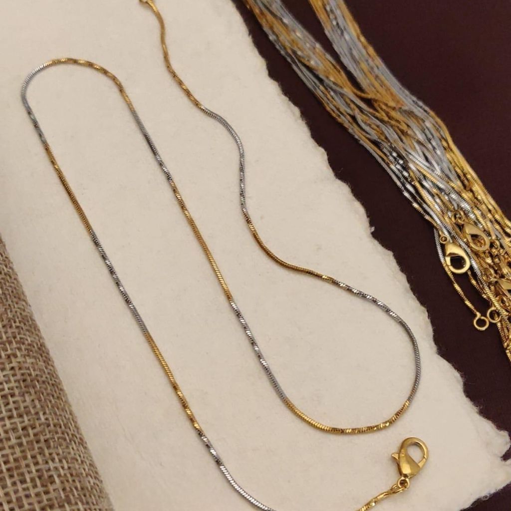 The Colourful Aura Dual-Tone Snake Chain 18ct Gold Plated Necklace