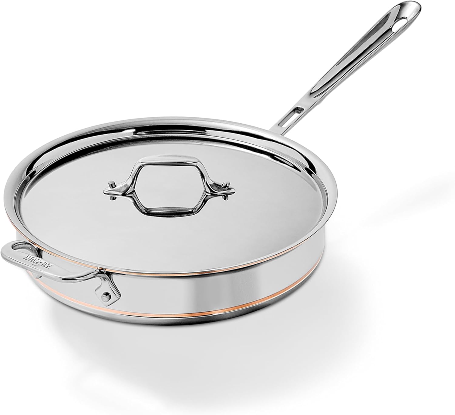 All-Clad Copper Core 5-Ply Stainless Steel Sauté Pan with Steel Lid 3 Quart Induction Oven Broiler Safe 600F Pots and Pans, Cookware Silver