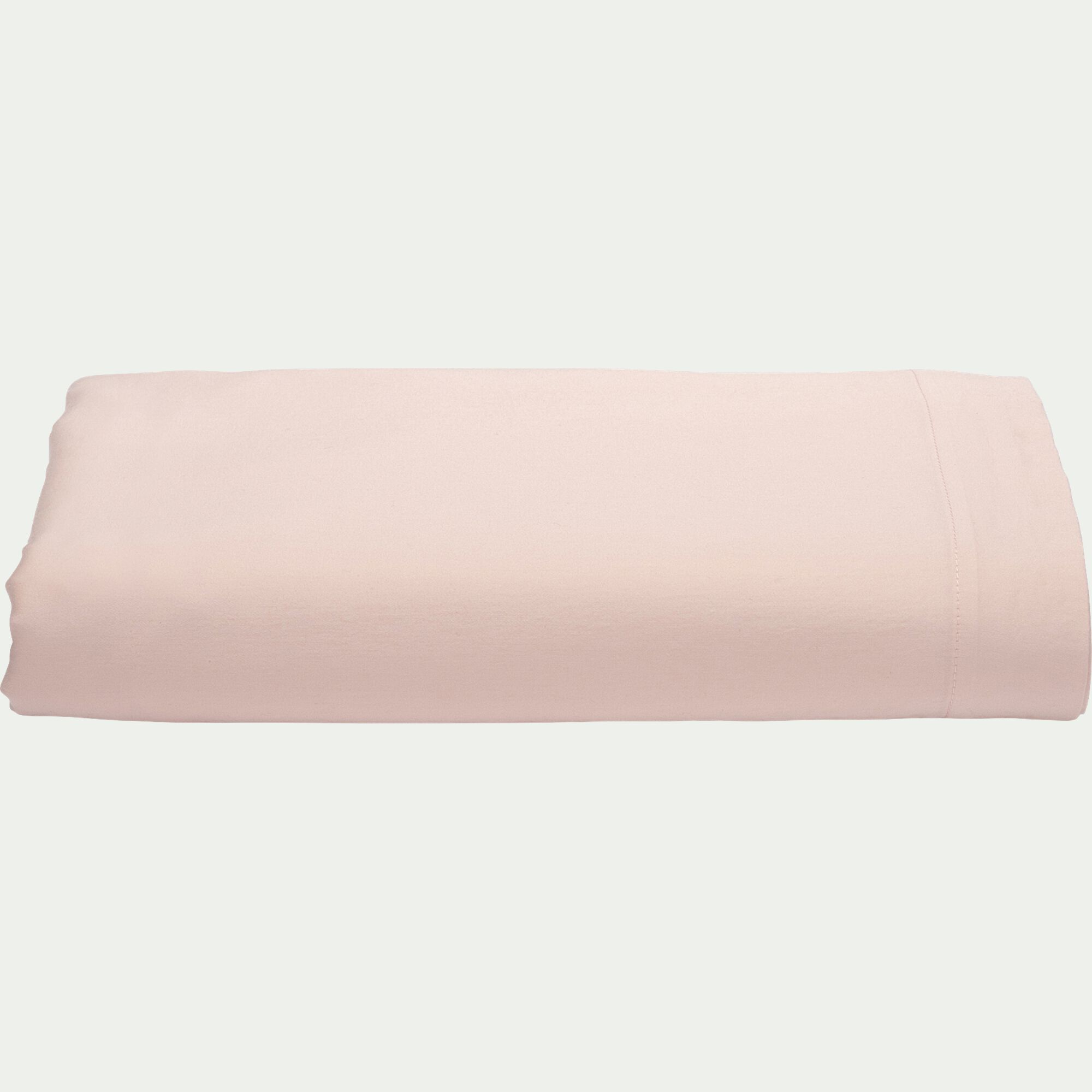 SATINE - Drap plat en satin lavé 270x300cm - rose pétale