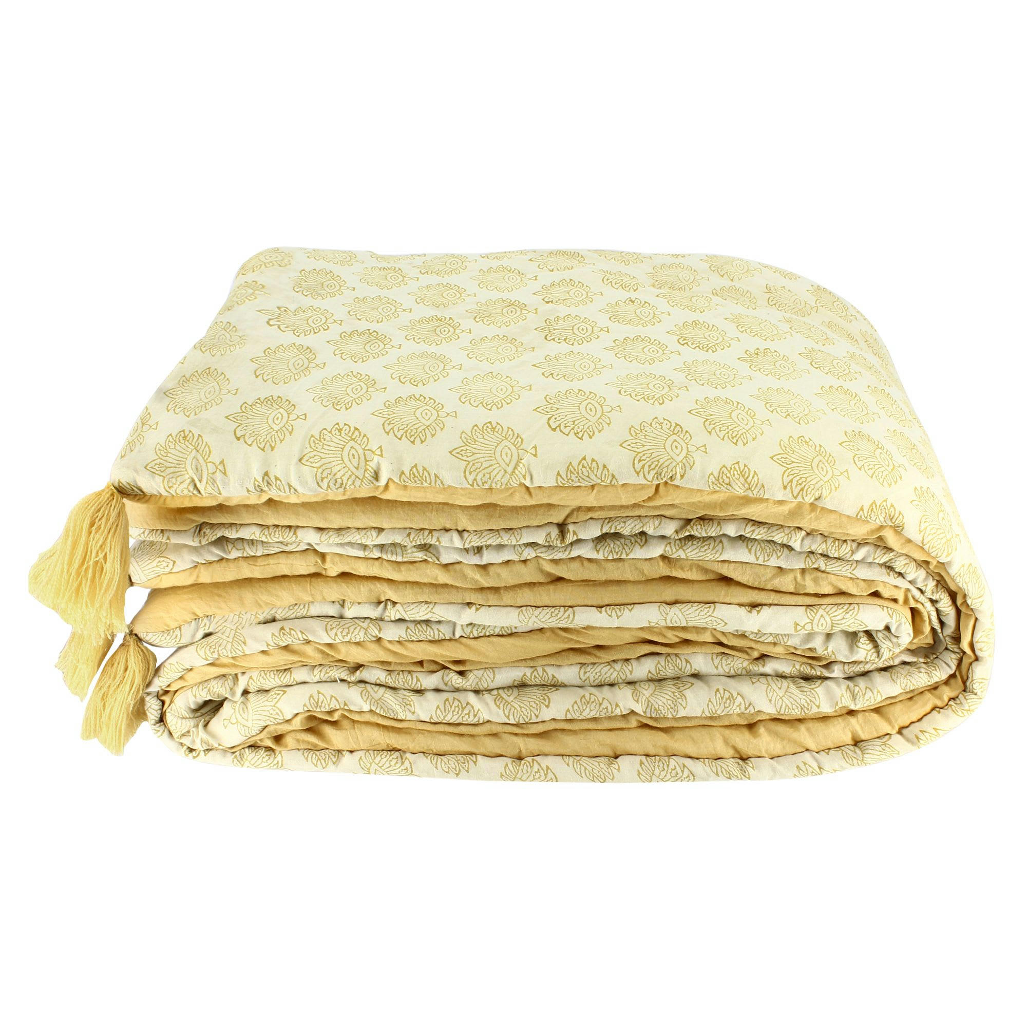 INAYA - Couvre canapé en coton camel 195cm