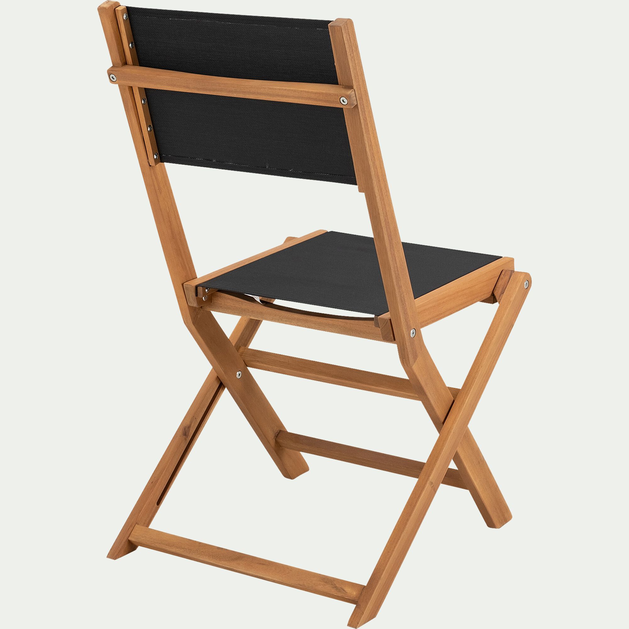 LAVISA - Chaise de jardin pliante en acacia huilé et tissu - noir