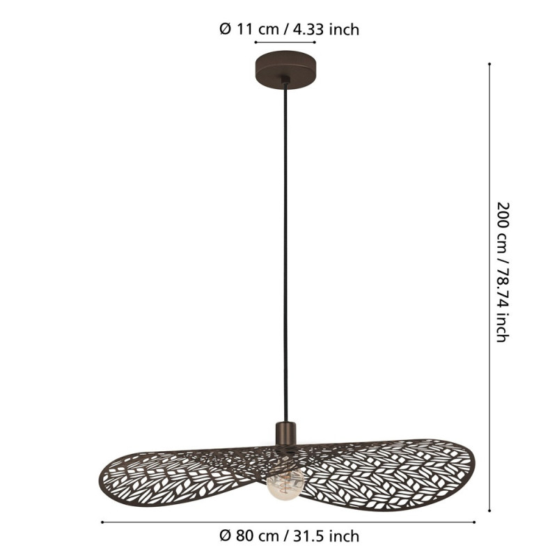 Suspension Noiraby bronze E27 60 W EGLO