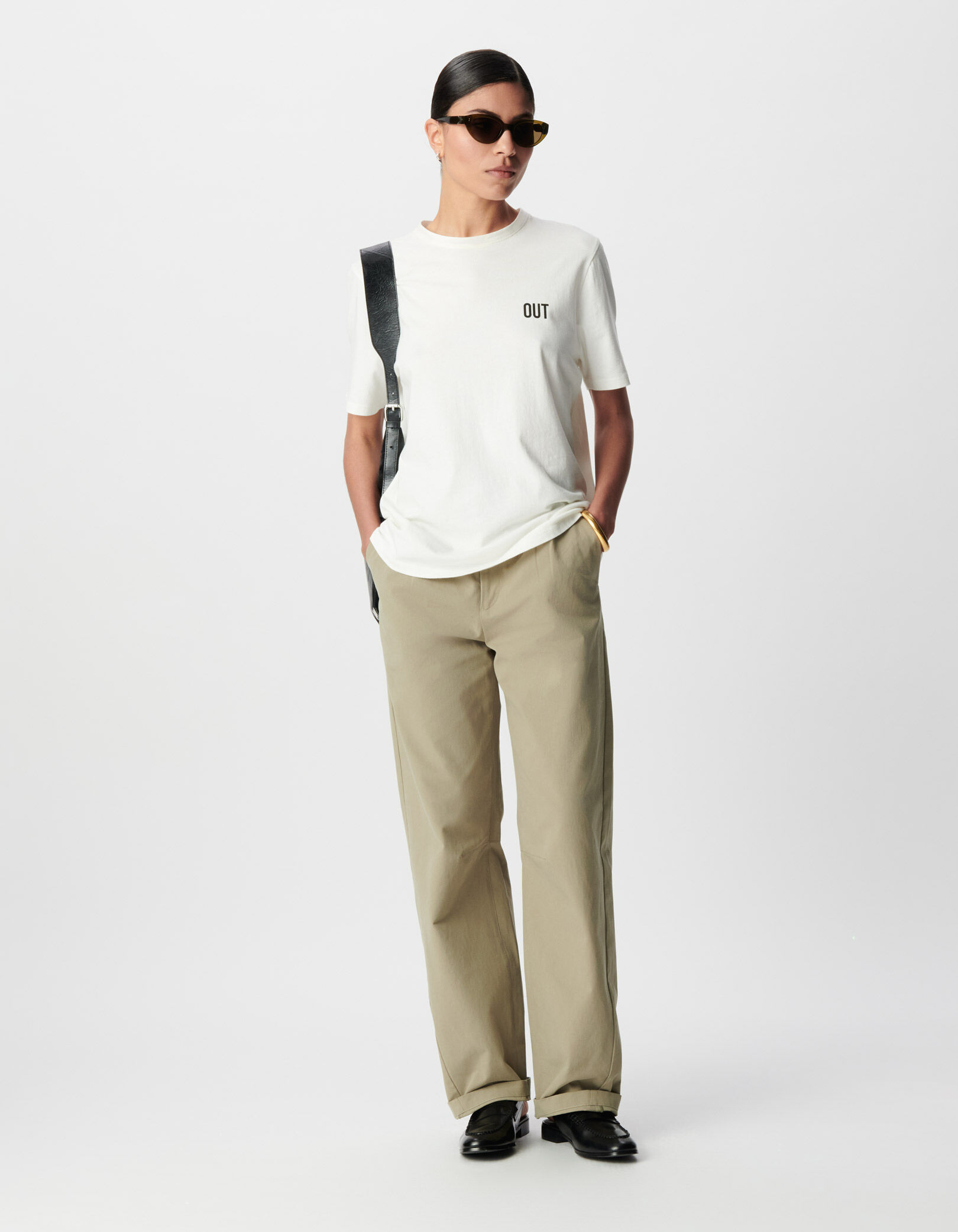 Tee-shirt col rond blanc coton bio message dos Femme