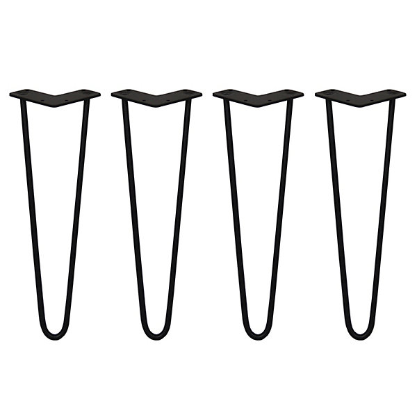 4 Pieds de Table en épingle à Cheveux 40,6cm 2 Tiges 10mm Fini Noir