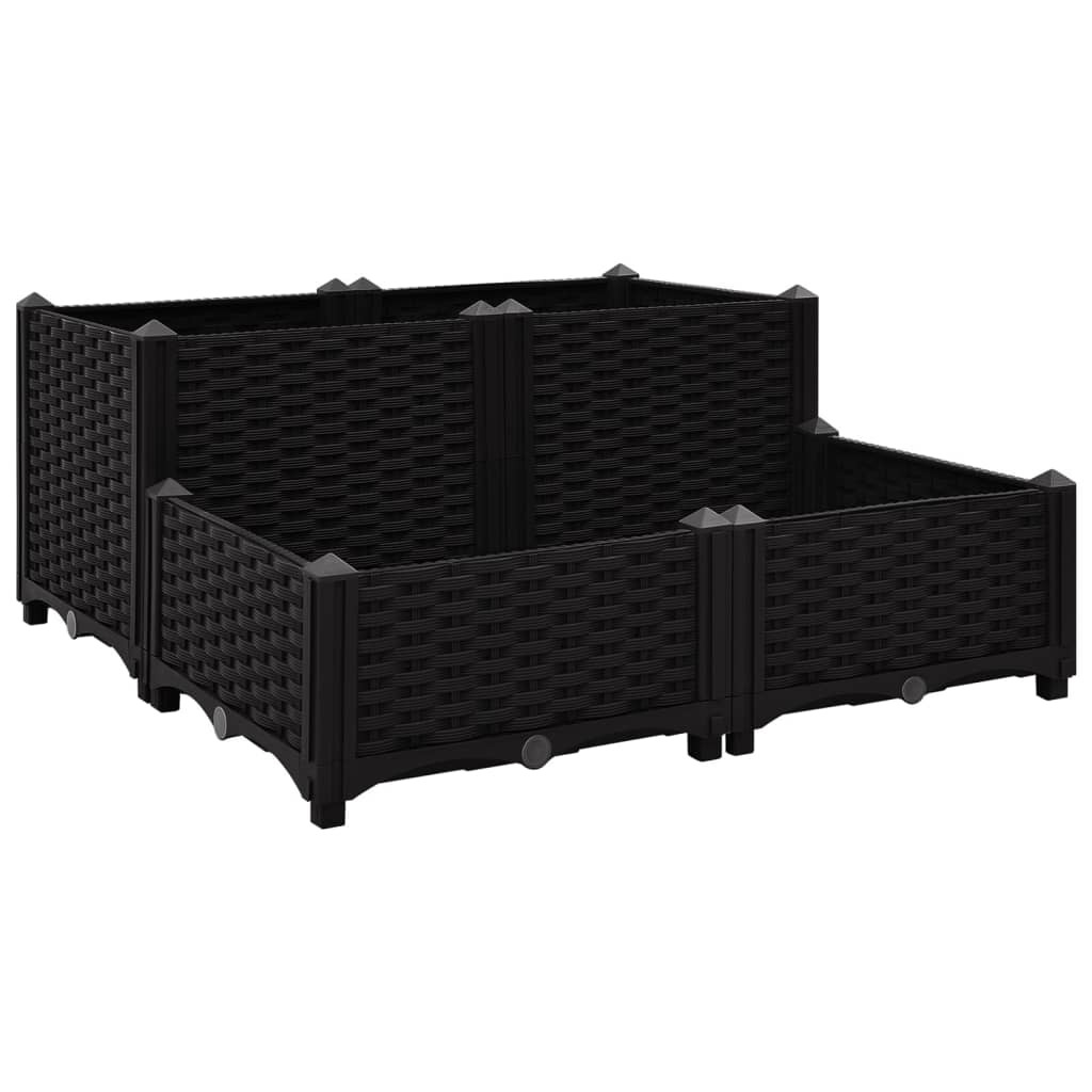 Podniesiona rabatka Czarny 80 x 80 x (23-38) cm vidaXL