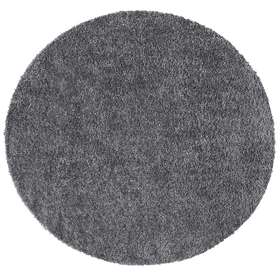 SOFTY - Tapis à poils longs rond SOFTY gris foncé 120x120cm