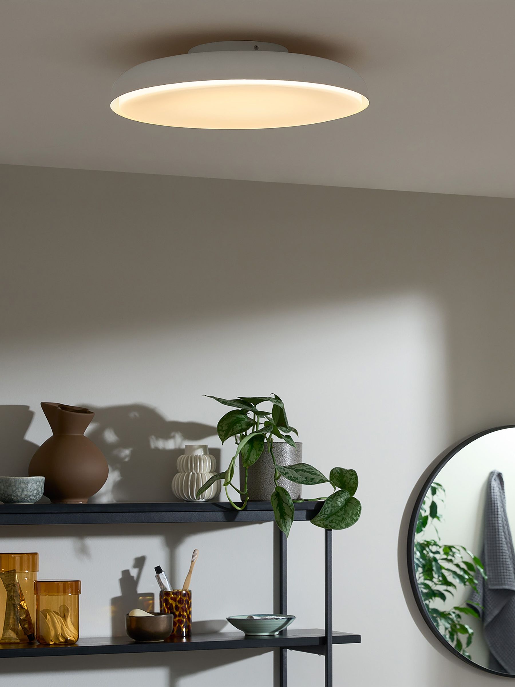 Nura Flush Bathroom Light in Ivory