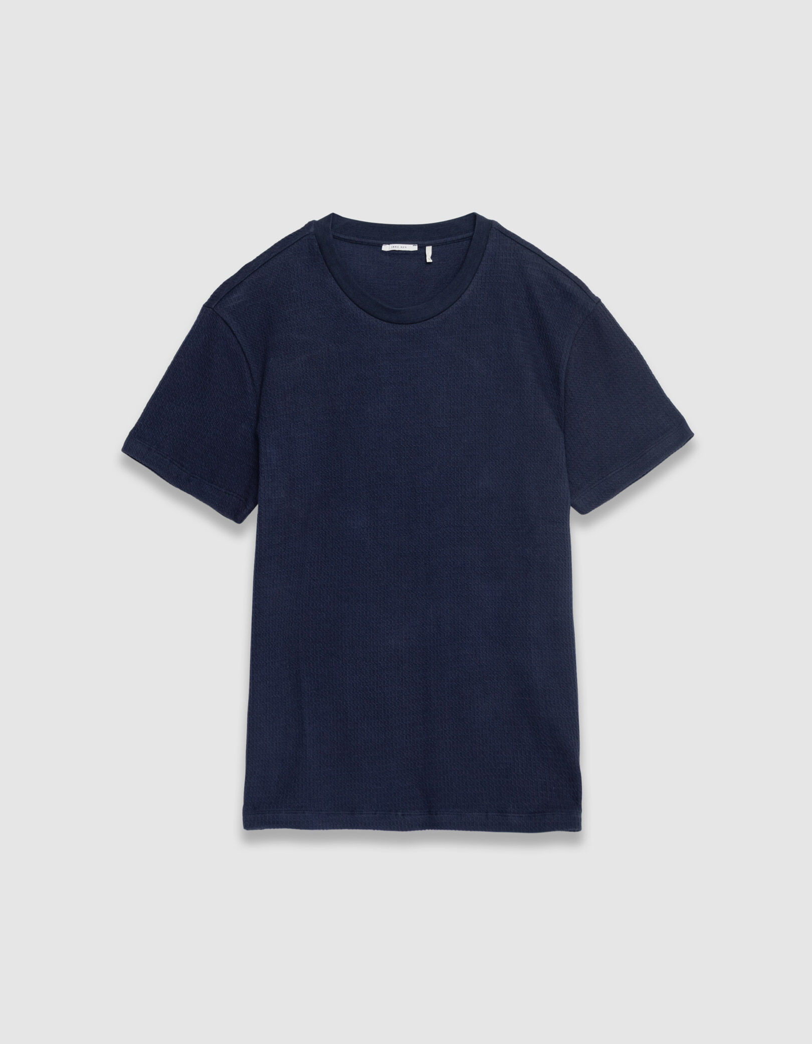 T-shirt col rond écru coton bio avec relief Homme